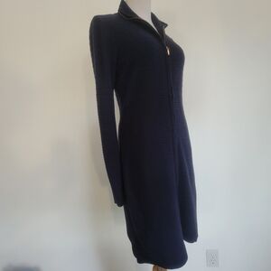 Calvin Klein Knit Sweater Dress Womens M Blue Turtleneck Zipper Long Sleeve